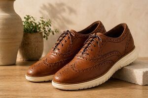 Cole Haan Wingtip Oxford Brown Leather Dress Sneaker Womens 8.5B